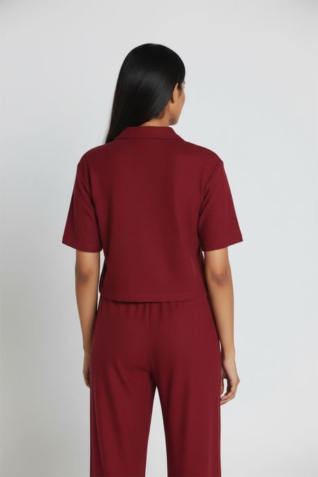 Zivame 2 Mile Fashion Knit Cotton Loungewear Set - Deep Claret — image 4